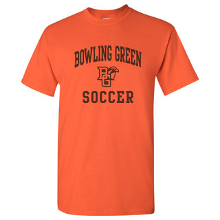 Bowling Green State University Falcons Arch Logo Soccer Basic Cotton Short Sleeve T Shirt - Orange