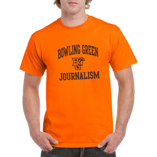 Bowling Green State University Falcons Arch Logo Journalism Basic Cotton Short Sleeve T Shirt - Orange