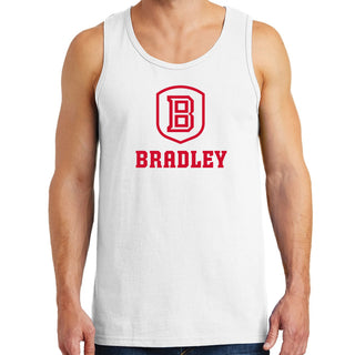 Bradley University Braves Primary Logo Heavy Cotton Tank Top - White