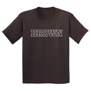 Brown University Bears Basic Block Youth Short Sleeve T Shirt - Dark Chocolate