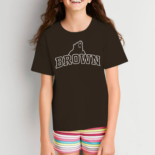 Brown University Bears Arch Logo Youth Short Sleeve T Shirt - Dark Chocolate