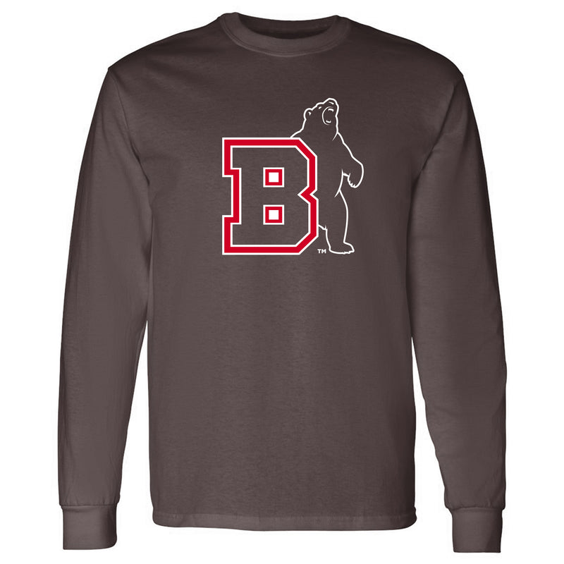 Brown University Bears Primary Logo Long Sleeve T Shirt - Dark Chocolate