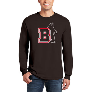 Brown University Bears Primary Logo Long Sleeve T Shirt - Dark Chocolate