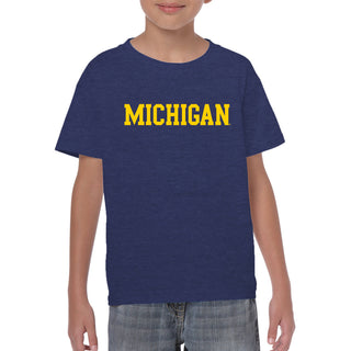 Basic Block University of Michigan Next Level Youth Triblend Short Sleeve T Shirt - Vintage Navy