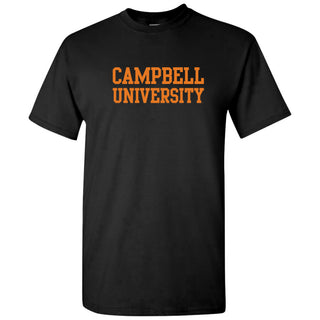 Campbell University Fighting Camels Basic Block Cotton Short Sleeve T-Shirt - Black