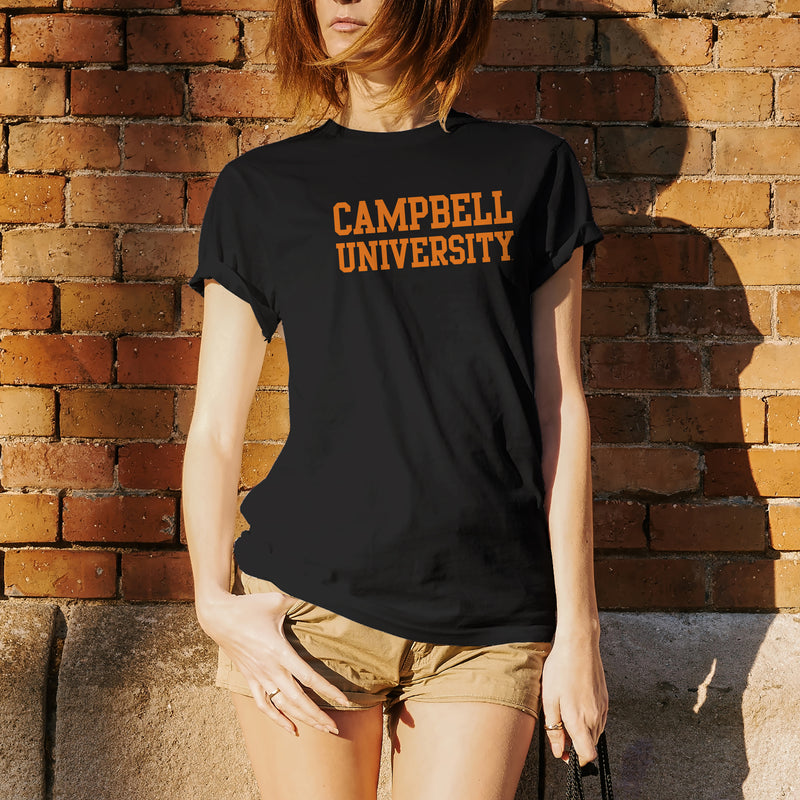 Campbell University Fighting Camels Basic Block Cotton Short Sleeve T-Shirt - Black