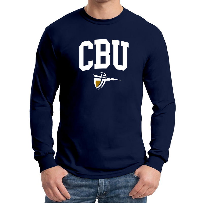 California Baptist University Lancers Arch Logo Long Sleeve T Shirt - Navy