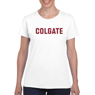 Colgate University Raiders Basic Block Women's Short Sleeve T Shirt - White