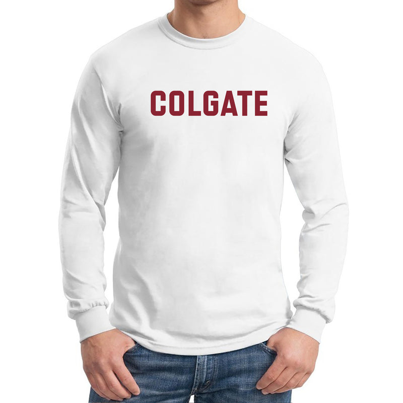 Colgate University Raiders Basic Block Long Sleeve T Shirt - White