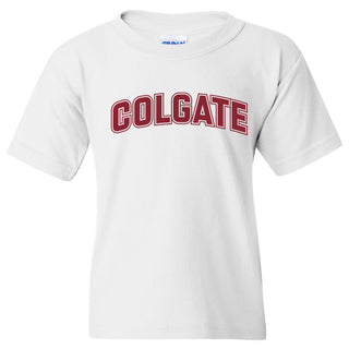 Colgate University Raiders Arch Logo Youth Short Sleeve T Shirt - White