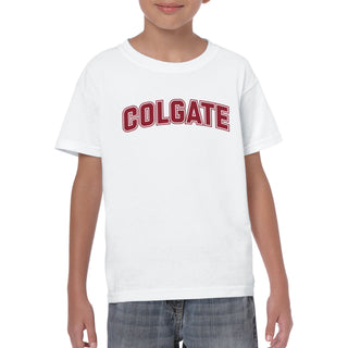 Colgate University Raiders Arch Logo Youth Short Sleeve T Shirt - White