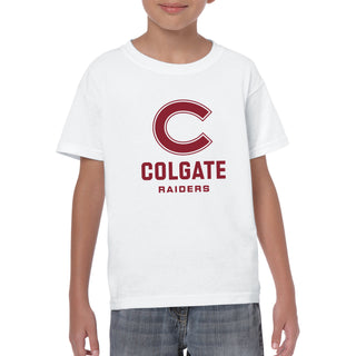 Colgate Raiders University Primary Logo Youth Short Sleeve T Shirt - White