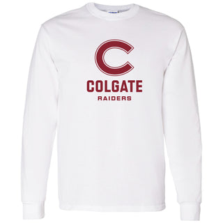 Colgate University Raiders Primary Logo Long Sleeve T Shirt - White