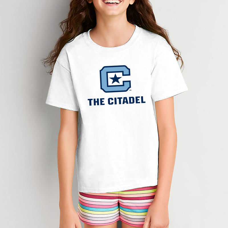 The Citadel Bulldogs Primary Logo Youth Short Sleeve T-Shirt - White