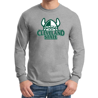 Cleveland State Vikings Primary Logo Long Sleeve T Shirt - Sport Grey