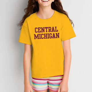 Central Michigan University Chippewas Basic Block Youth T Shirt - Gold