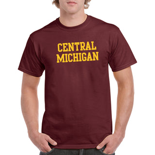 Central Michigan University Chippewas Basic Block Short Sleeve T Shirt - Maroon