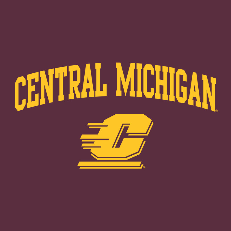 Central Michigan University Chippewas Arch Logo Short Sleeve T Shirt - Maroon