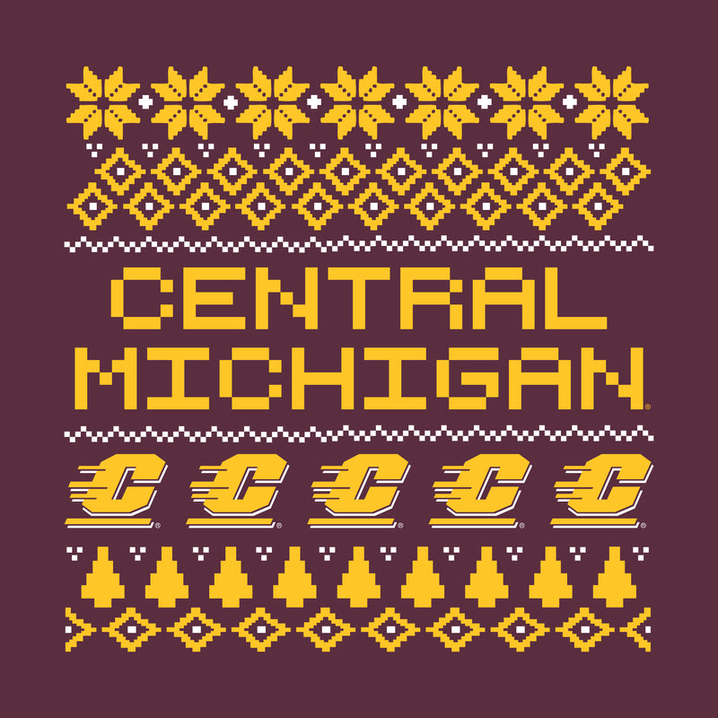 Central Michigan Holiday Sweater T-Shirt - Maroon