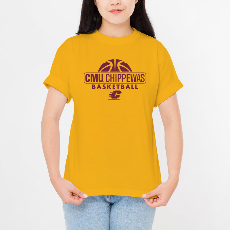 Central Michigan University Chippewas Basketball Hype Short Sleeve T Shirt - Gold