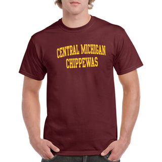 Central Michigan University Chippewas Front Back Print Short Sleeve T Shirt - Maroon