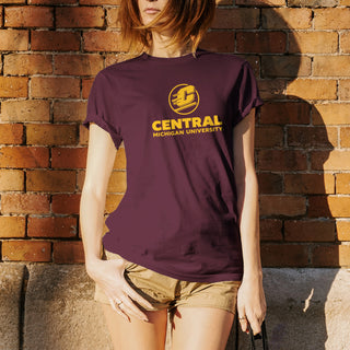 Central Michigan University Chippewas Institutional Logo Short Sleeve T Shirt - Maroon