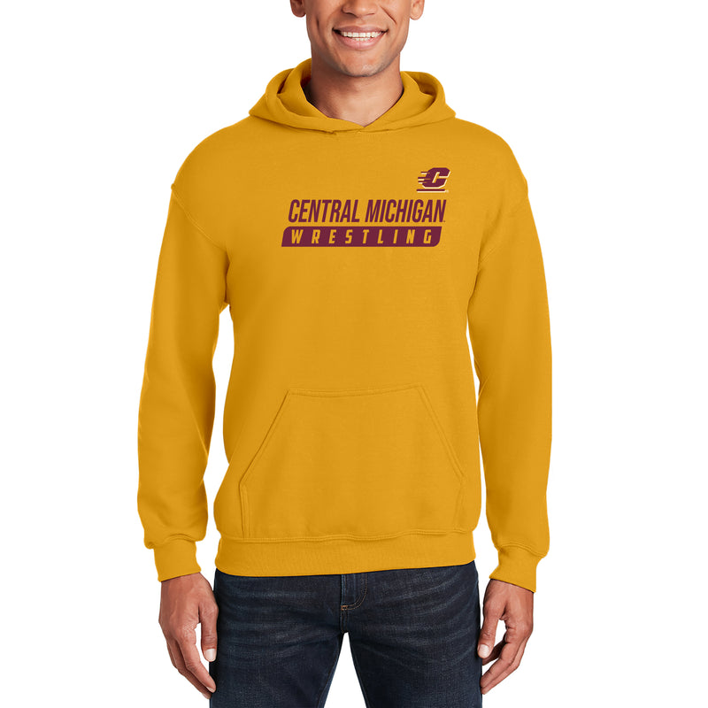 Central Michigan University Chippewas Wrestling Slant Heavy Blend Hoodie - Gold