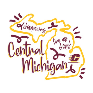 Central Michigan University Chippewas Playful Sketch Short Sleeve T Shirt - White