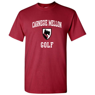 Carnegie Mellon University Tartans Arch Logo Golf Short Sleeve T Shirt - Cardinal