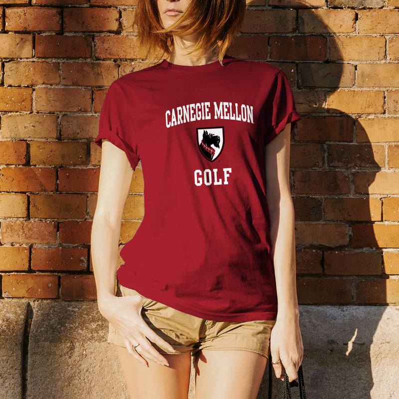 Carnegie Mellon University Tartans Arch Logo Golf Short Sleeve T Shirt - Cardinal