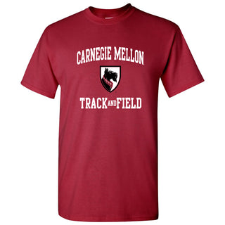 Carnegie Mellon University Tartans Arch Logo Track & Field Short Sleeve T Shirt - Cardinal