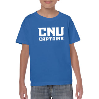 Christopher Newport University Captains Basic Block Youth Short Sleeve T-Shirt - Royal