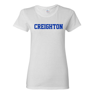 Creighton University Bluejays Basic Block Women's Short Sleeve T Shirt - White