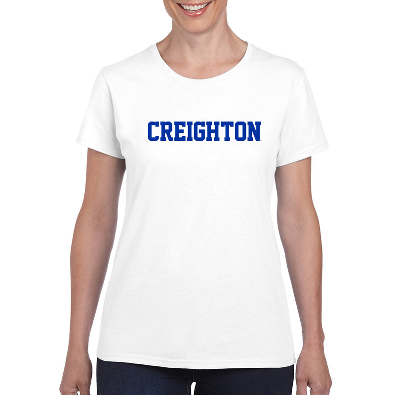 Creighton University Bluejays Basic Block Women's Short Sleeve T Shirt - White