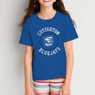 Creighton University Bluejays Distressed Circle Logo Youth Short Sleeve T Shirt - Royal