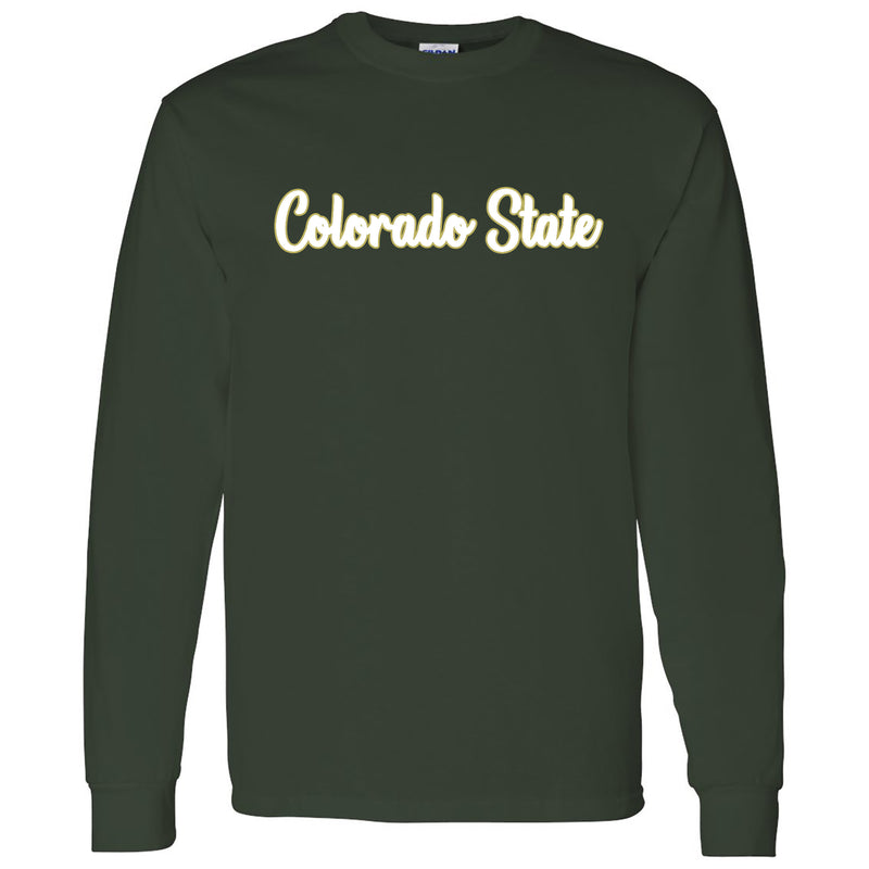 Colorado State University Rams Basic Script Cotton Long Sleeve T Shirt - Forest