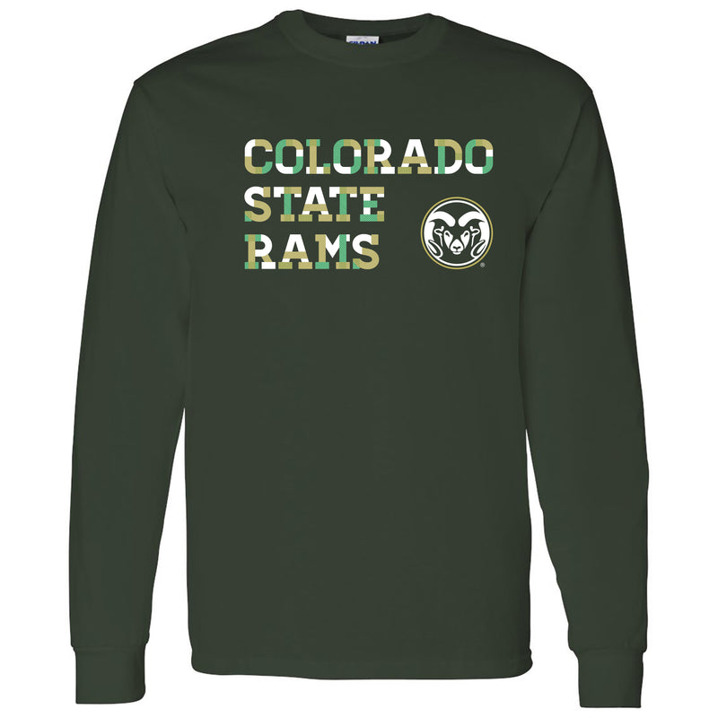 Colorado State University Rams Patchwork Cotton Long Sleeve T Shirt - Forest