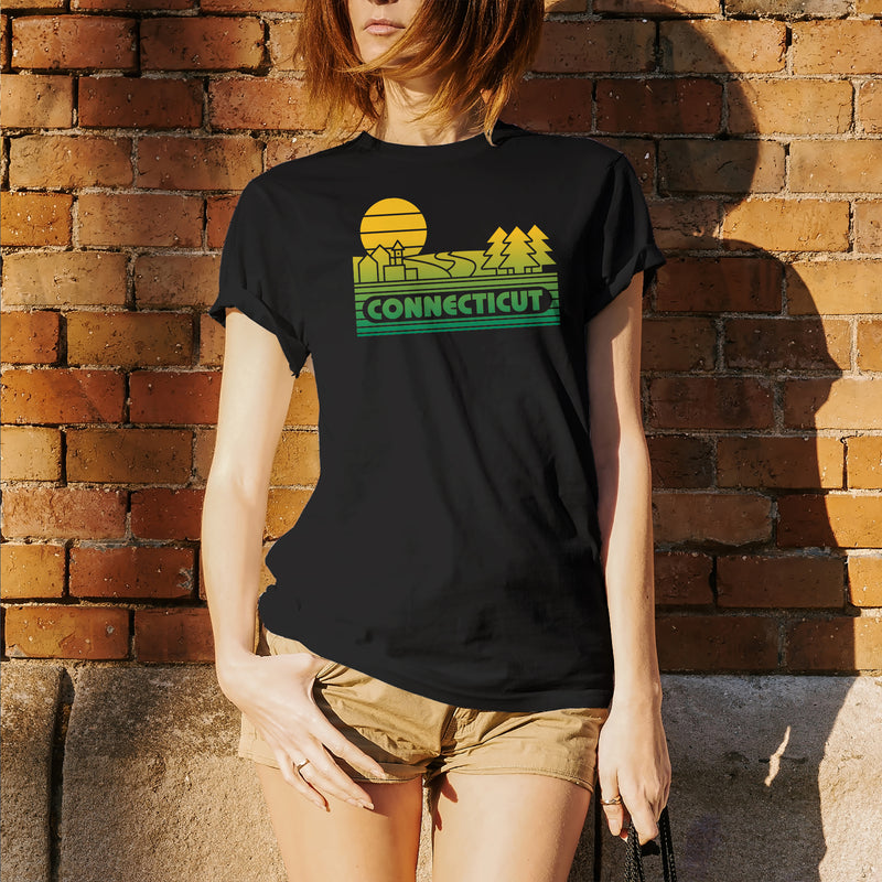 Connecticut Groovy Sunset T-Shirt - Black