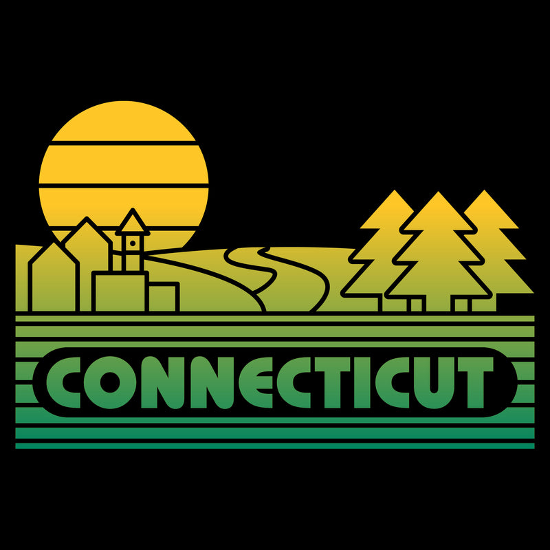 Connecticut Groovy Sunset T-Shirt - Black