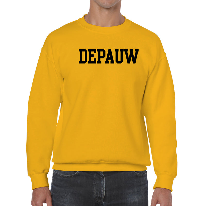 DePauw University Tigers Basic Block Heavy Blend Crewneck Sweatshirt - Gold