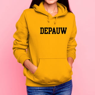 DePauw University Tigers Basic Block Heavy Blend Hoodie - Gold