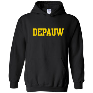 DePauw University Tigers Basic Block Heavy Blend Hoodie - Black