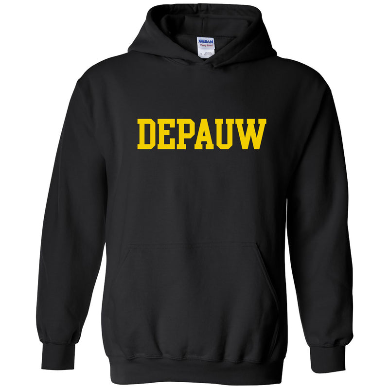 DePauw University Tigers Basic Block Heavy Blend Hoodie - Black