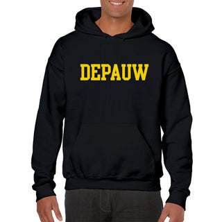 DePauw University Tigers Basic Block Heavy Blend Hoodie - Black