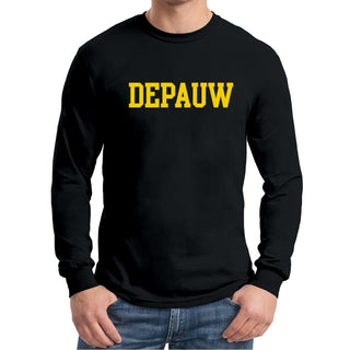 DePauw University Tigers Basic Block Long Sleeve T-Shirt - Black