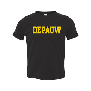 DePauw University Tigers Basic Block Toddler Short Sleeve T Shirt - Black