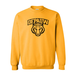 DePauw University Tigers Arch Logo Heavy Blend Crewneck Sweatshirt - Gold