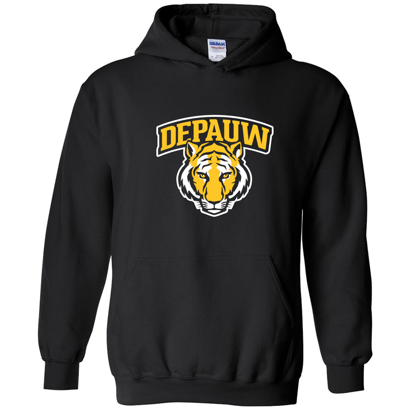 DePauw University Tigers Arch Logo Heavy Blend Hoodie - Black