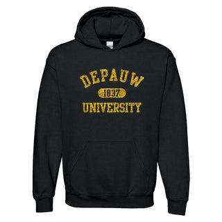 DePauw University Tigers Athletic Arch Heavy Blend Hoodie - Black