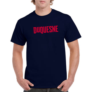 Duquesne University Dukes Basic Block Short Sleeve T Shirt - Navy